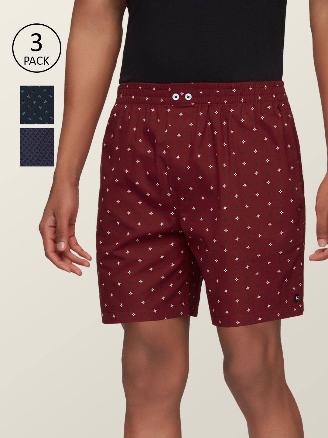 

XYXX Men Pack of 3 Comfort Fit Super Combed Cotton Astor Boxer XYBOX3PCKN197, Multi