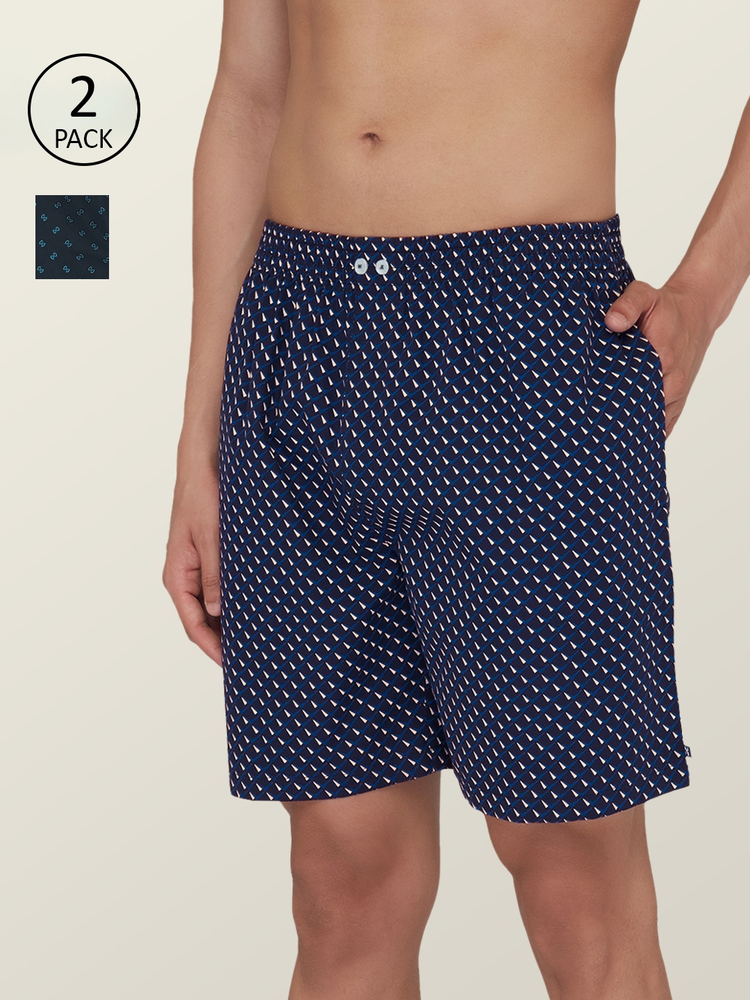 

XYXX Men Pack of 2 Printed Super Combed Cotton Comfort Fit Astor Boxers, Multi