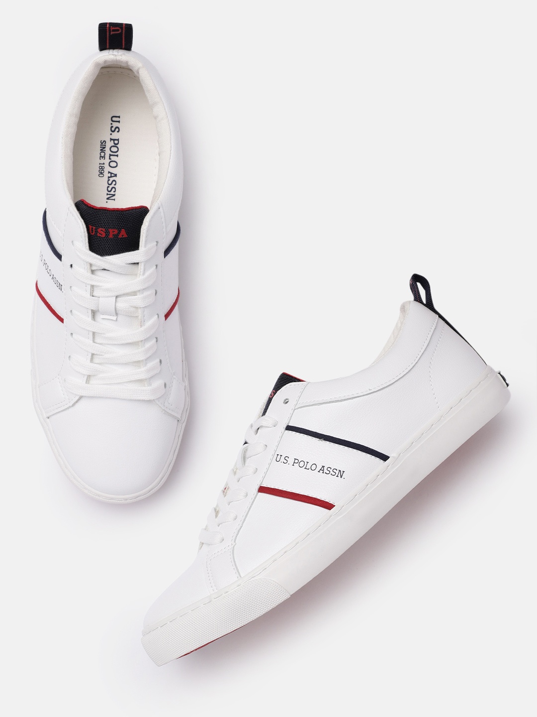 

U S Polo Assn Men Off White PU Sneakers