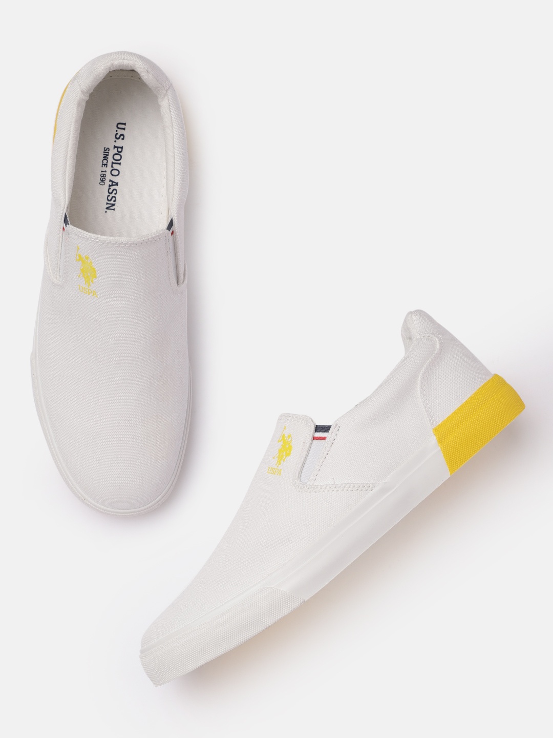 

U S Polo Assn Men Off White Slip-On Sneakers