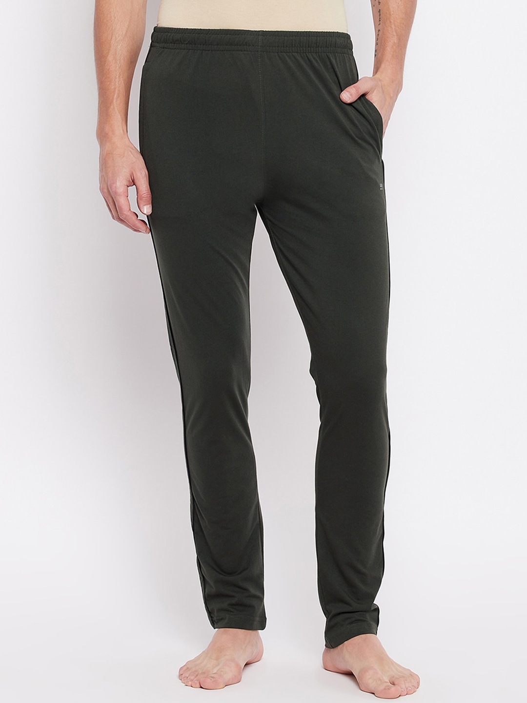 

Okane Men Olive Green Solid Cotton Lounge Pants