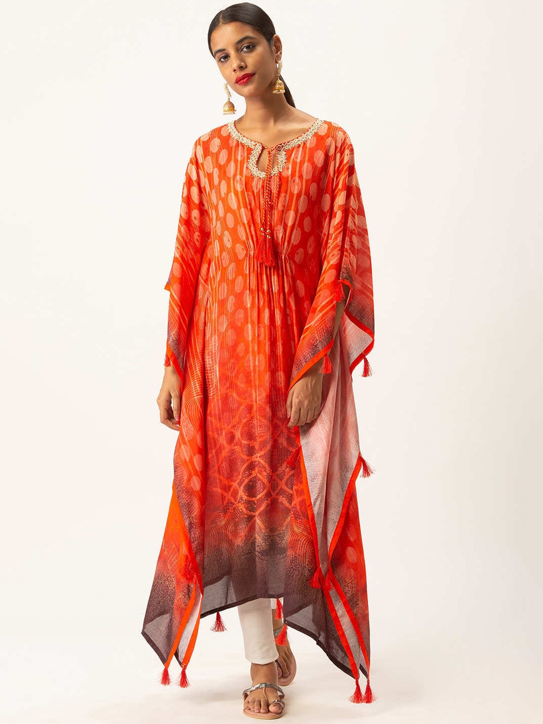 

ZOLA Women Red Geometric Printed Kaftan