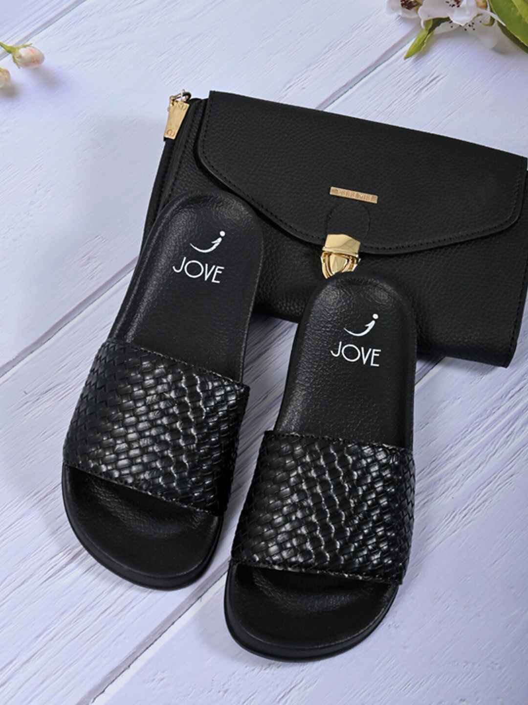 

Jove Women Black Sliders