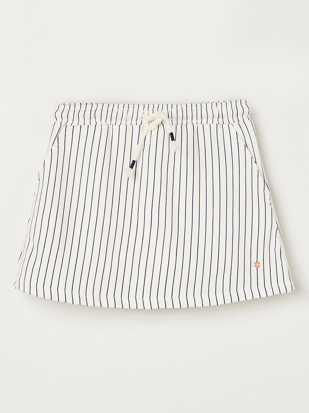 

Bossini Girls Beige & Black Striped Cotton Mini Skirt