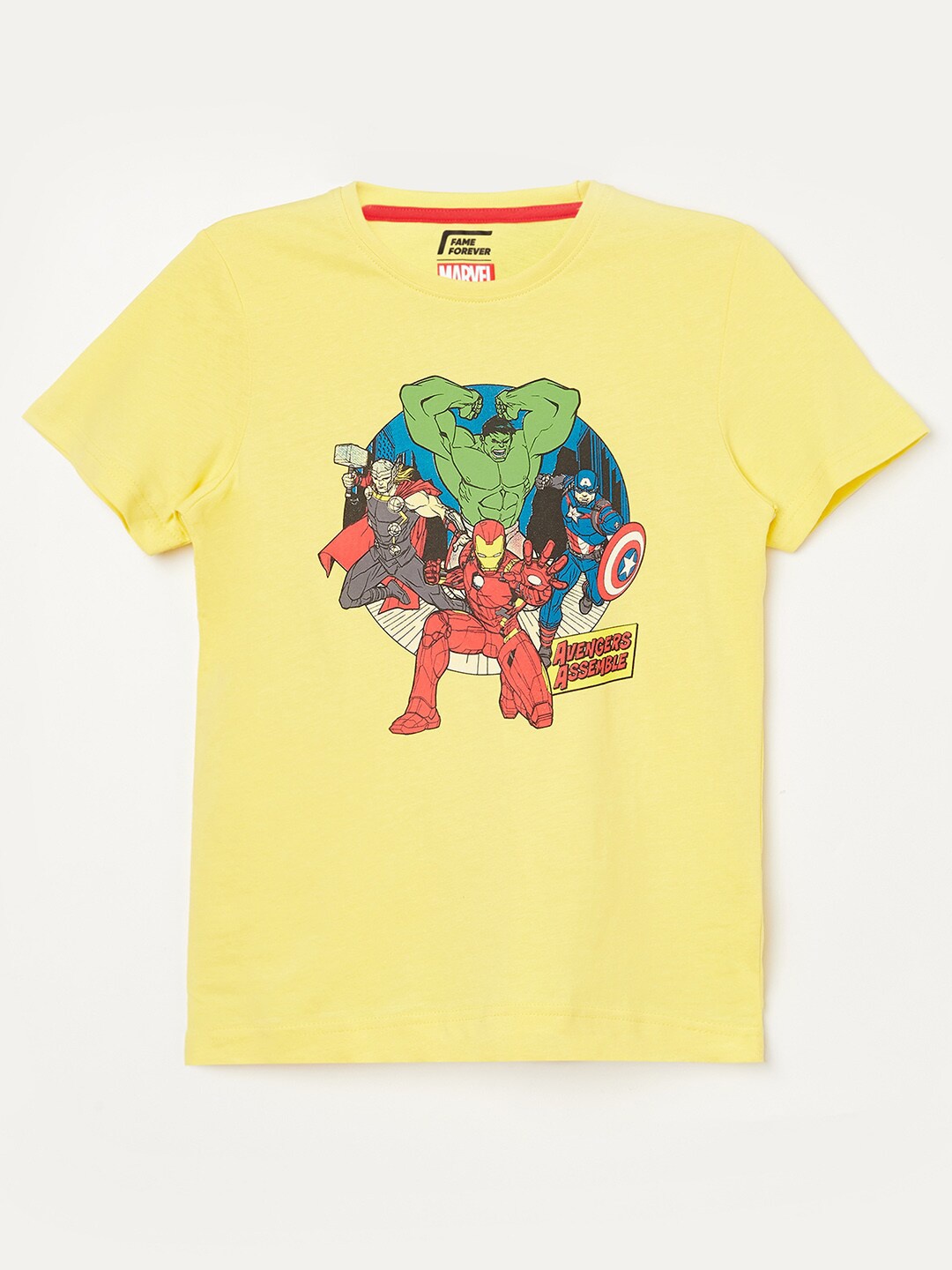 

Fame Forever by Lifestyle Boys Yellow Graphic Printed Pure Cotton T-shirt