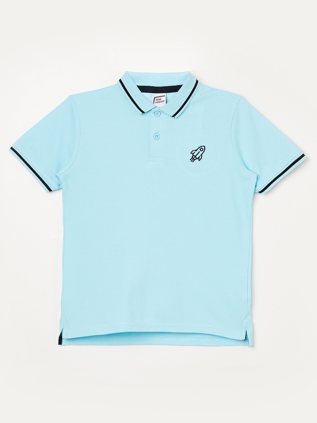 

Fame Forever by Lifestyle Boys Blue Polo Collar Cotton T-shirt