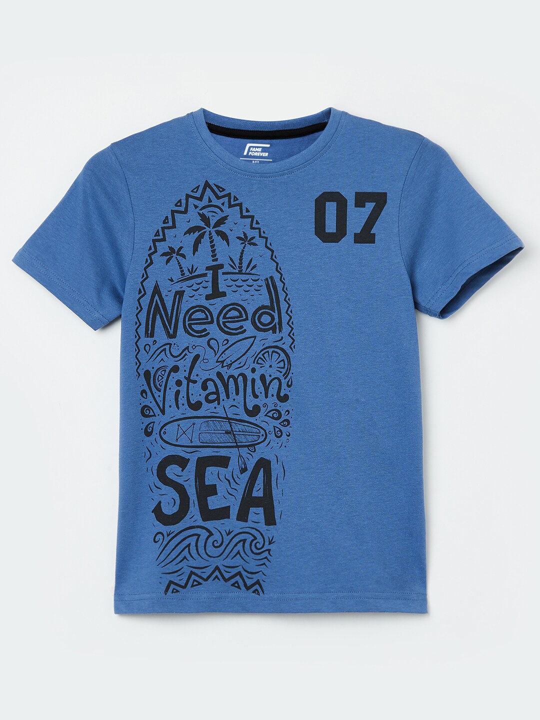 

Fame Forever by Lifestyle Boys Blue Printed Pure Cotton T-shirt