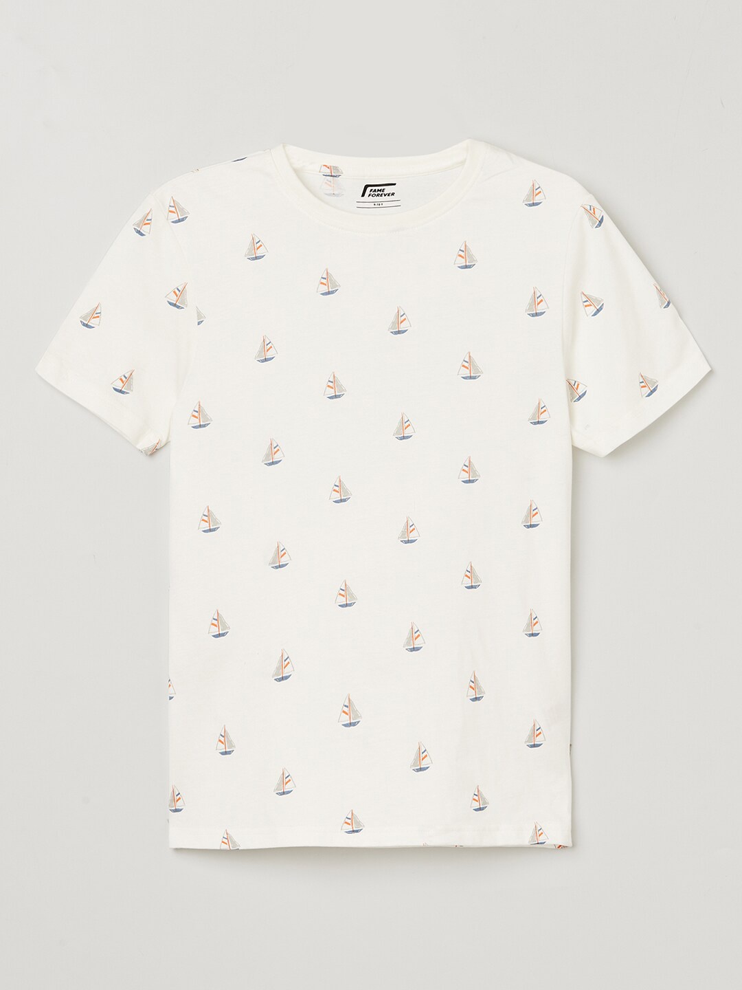 

Fame Forever by Lifestyle Boys White Printed Pure Cotton T-shirt