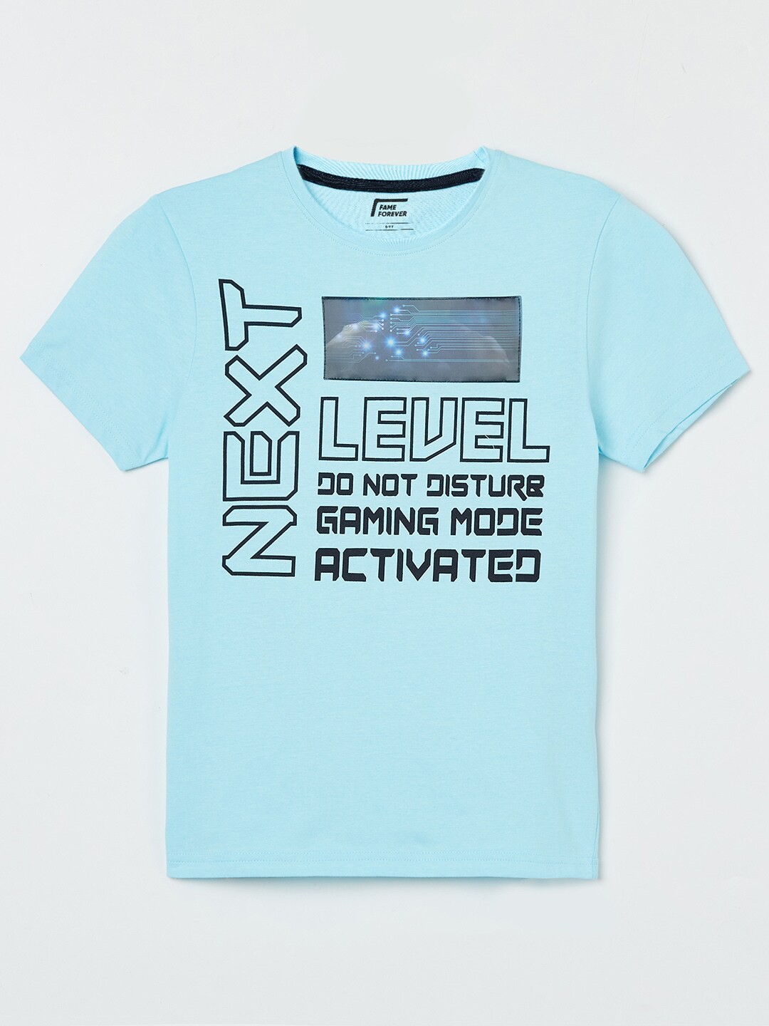 

Fame Forever by Lifestyle Boys Blue Typography Printed Pure Cotton T-shirt