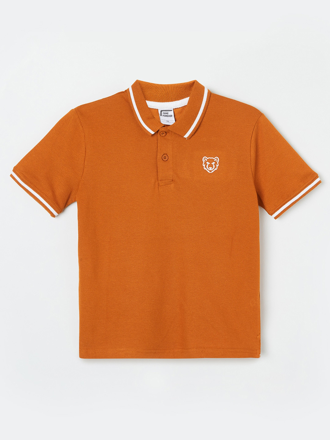 

Fame Forever by Lifestyle Boys Orange Polo Collar Pure Cotton T-shirt