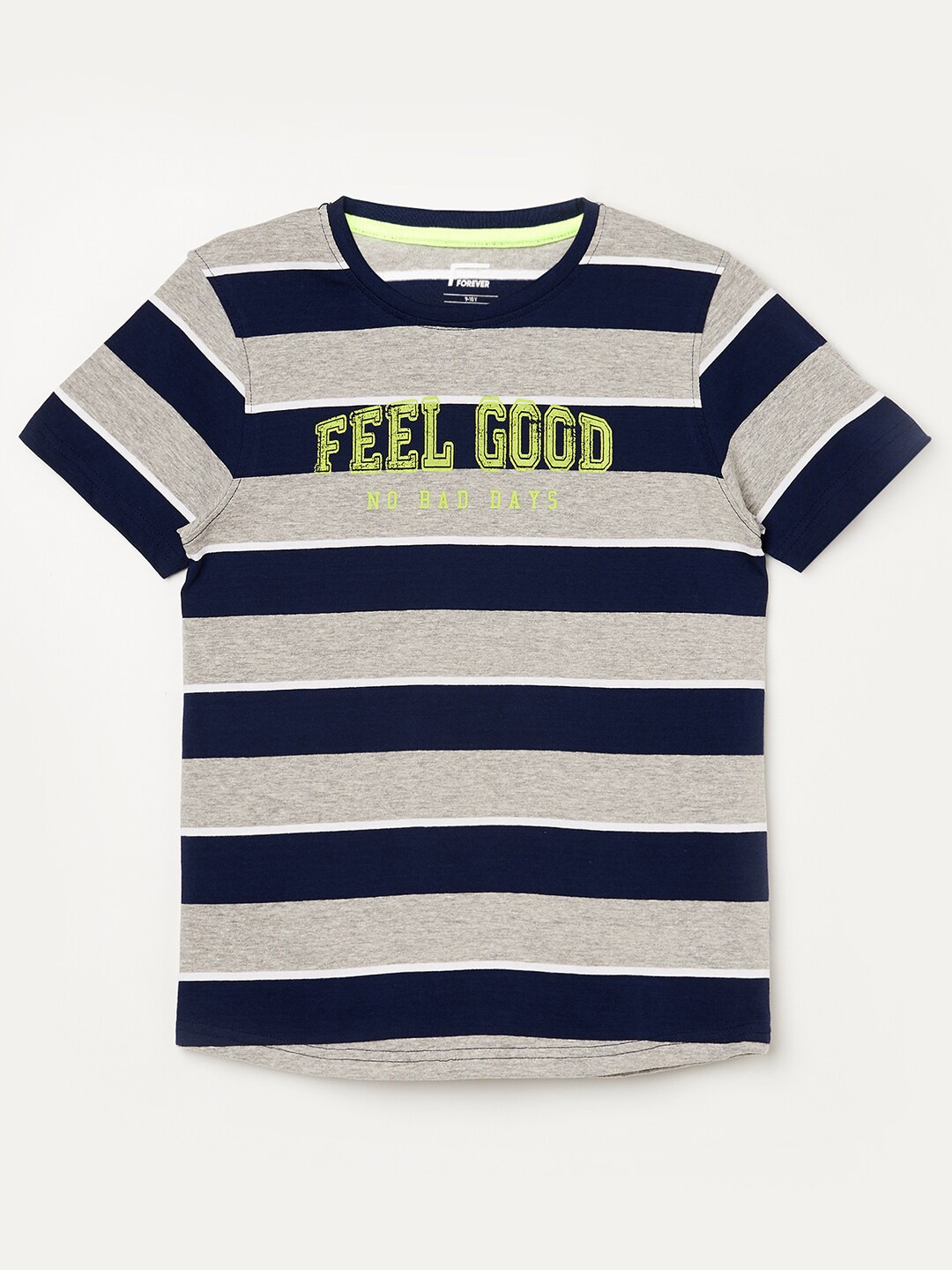 

Fame Forever by Lifestyle Boys Grey Striped Cotton T-shirt