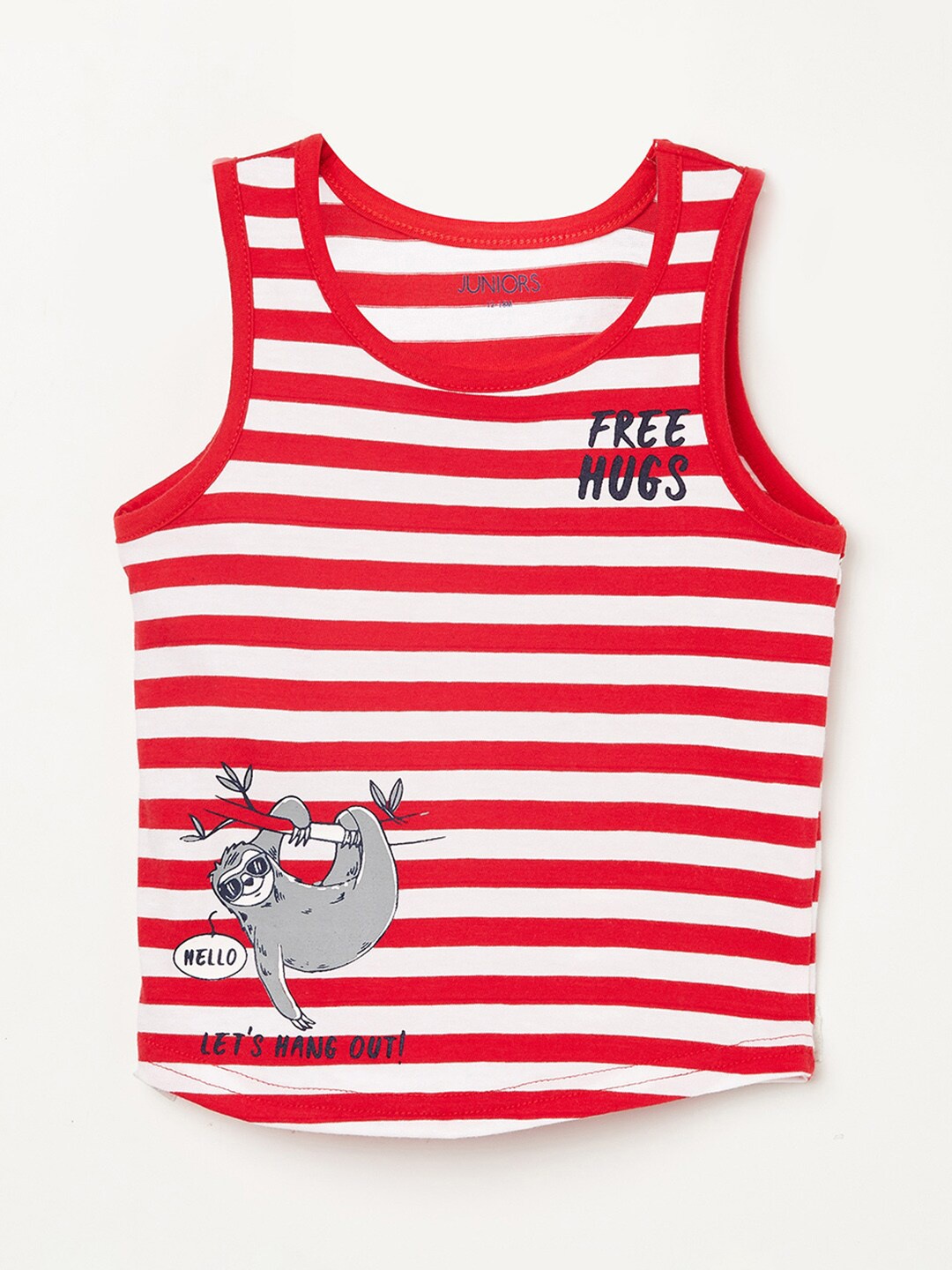 

Juniors Boys Red & White Striped Cotton T-shirt