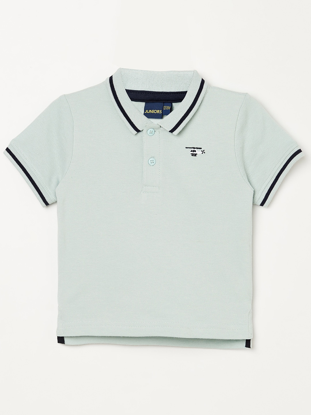 

Juniors Boys Green Polo Collar Pure Cotton T-shirt