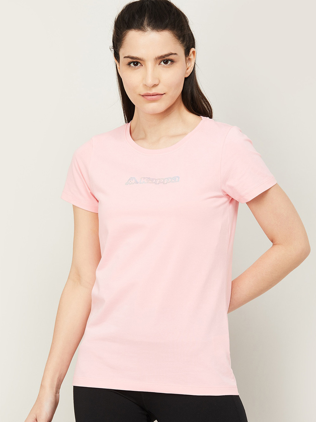 

Kappa Women Pink Solid Cotton T-shirt