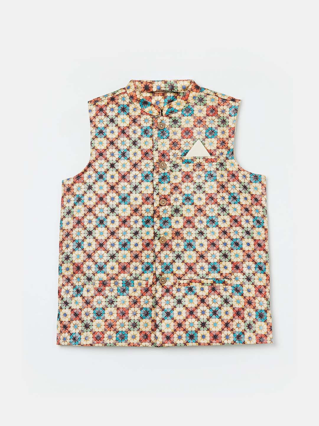 

Melange by Lifestyle Boys Brown & Blue Printed Woven Waistcoat