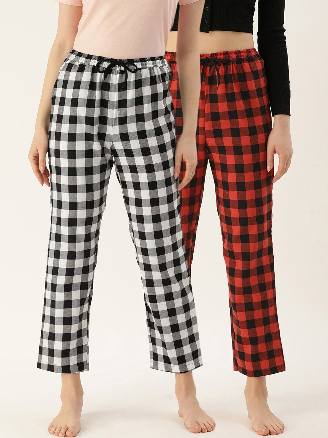 

Kryptic Women Pack Of 2 Printed Pure Cotton Lounge Pants, White