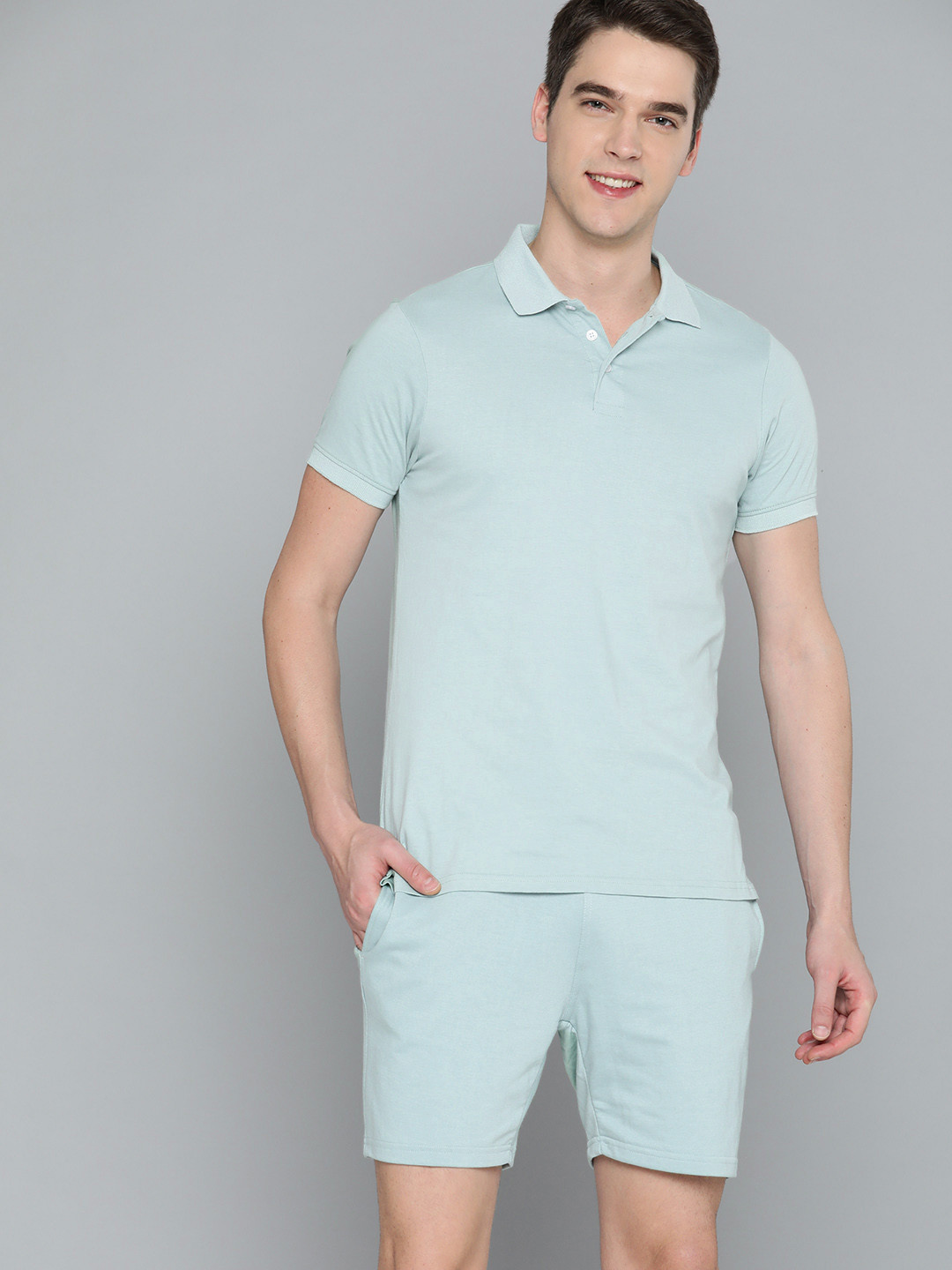 

Mast & Harbour Men Blue Solid Co-Ords Set