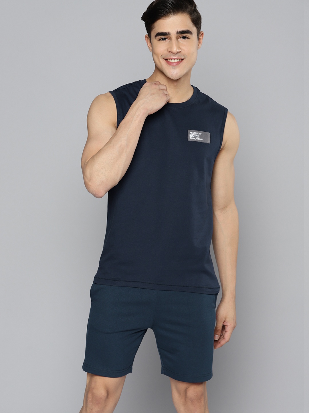 

Mast & Harbour Men Applique Detail Co-Ords, Navy blue