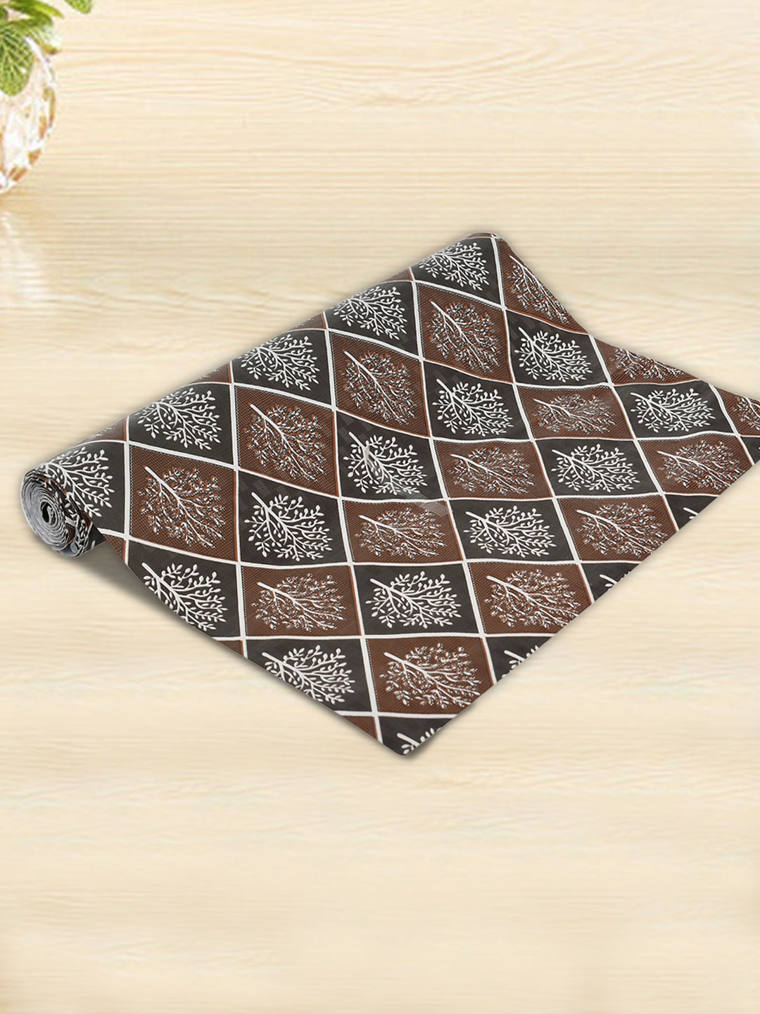 

Kuber Industries Black & Brown Printed PVC Anti Slip Skid Shelf Mat