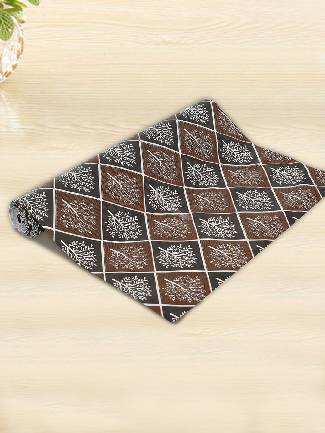 

Kuber Industries Brown & Black Pack Of 2 Printed Anti-Slip Shelf Mat