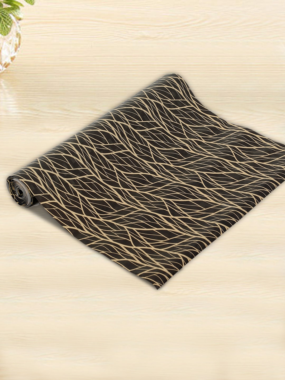 

Kuber Industries Black & Beige Pack Of 2 Printed Anti-Slip Shelf Mat
