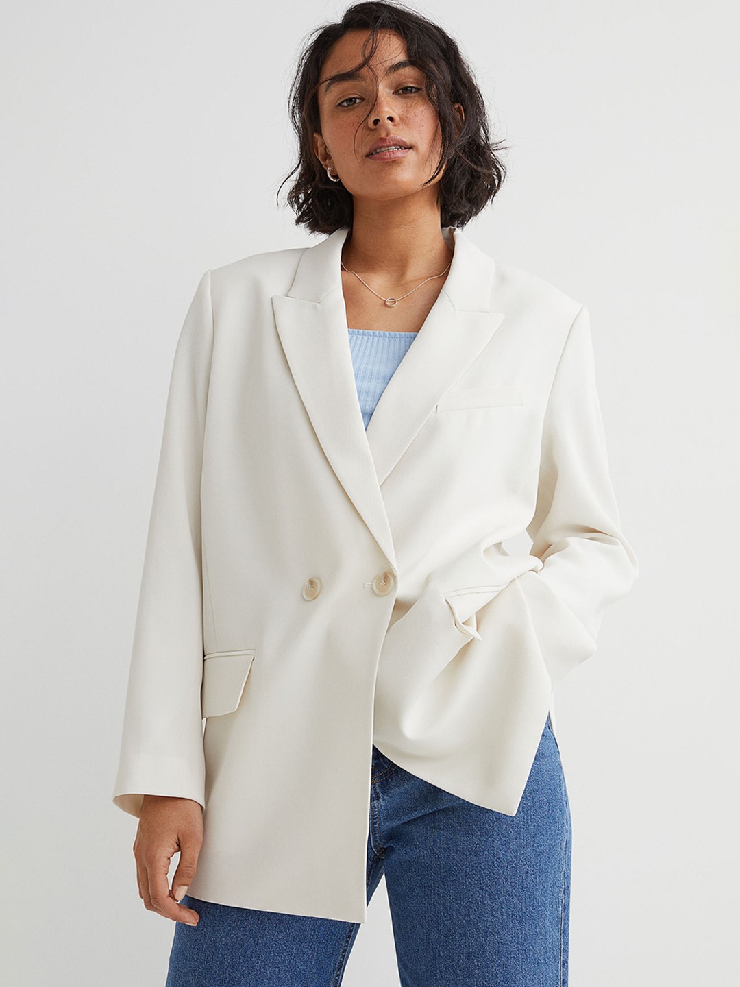

H&M Women White Oversized jacket