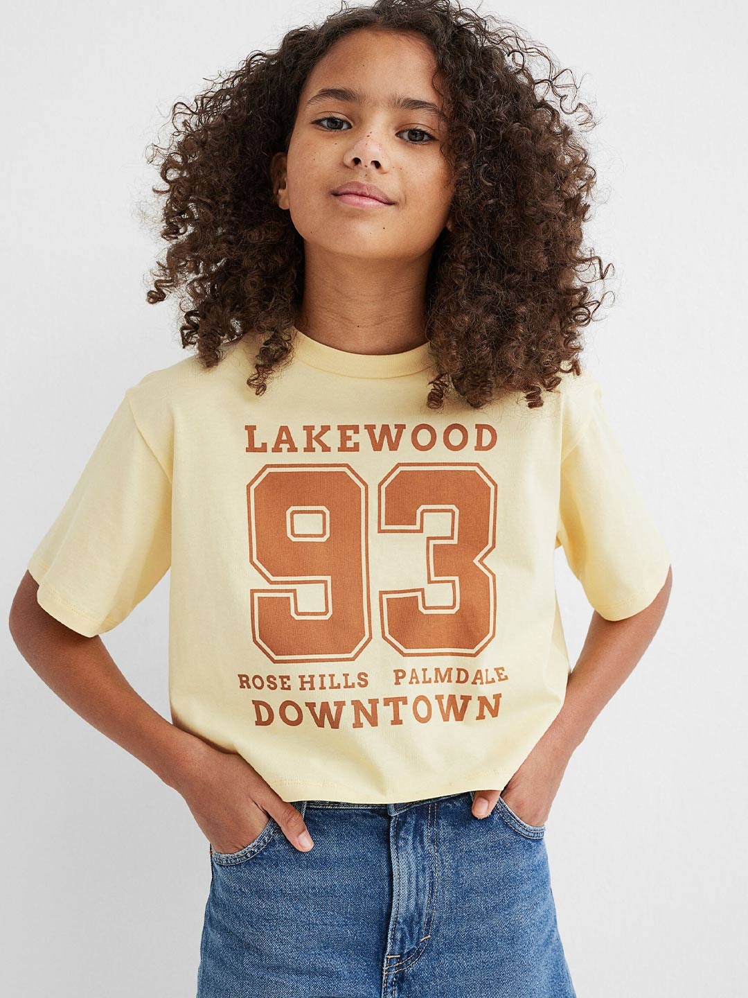 

H&M Yellow Cropped Cotton T-shirt
