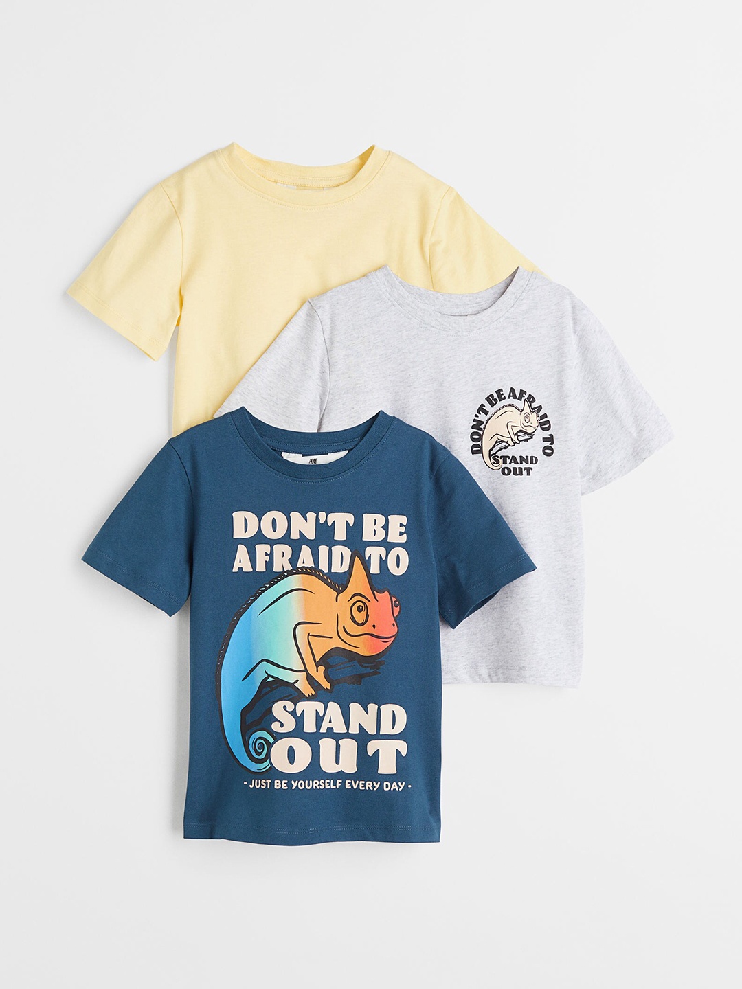 

H&M Pack of 3 Blue & Grey Cotton T-shirts