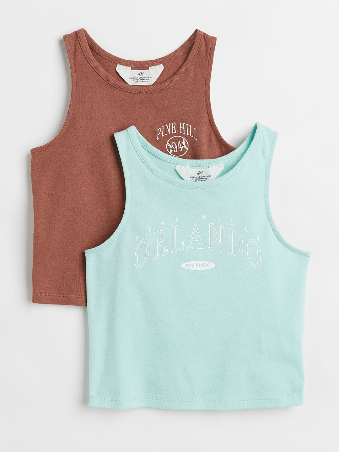 

H&M Girls 2-Pack Cotton Vest Tops, Brown