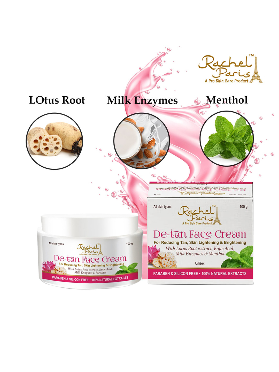 

Rachel Paris De-Tan Face Cream - 100ml, White