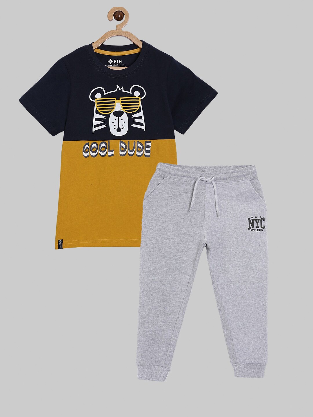 

3PIN Boys Yellow & Grey Colourblocked T-shirt with Trousers