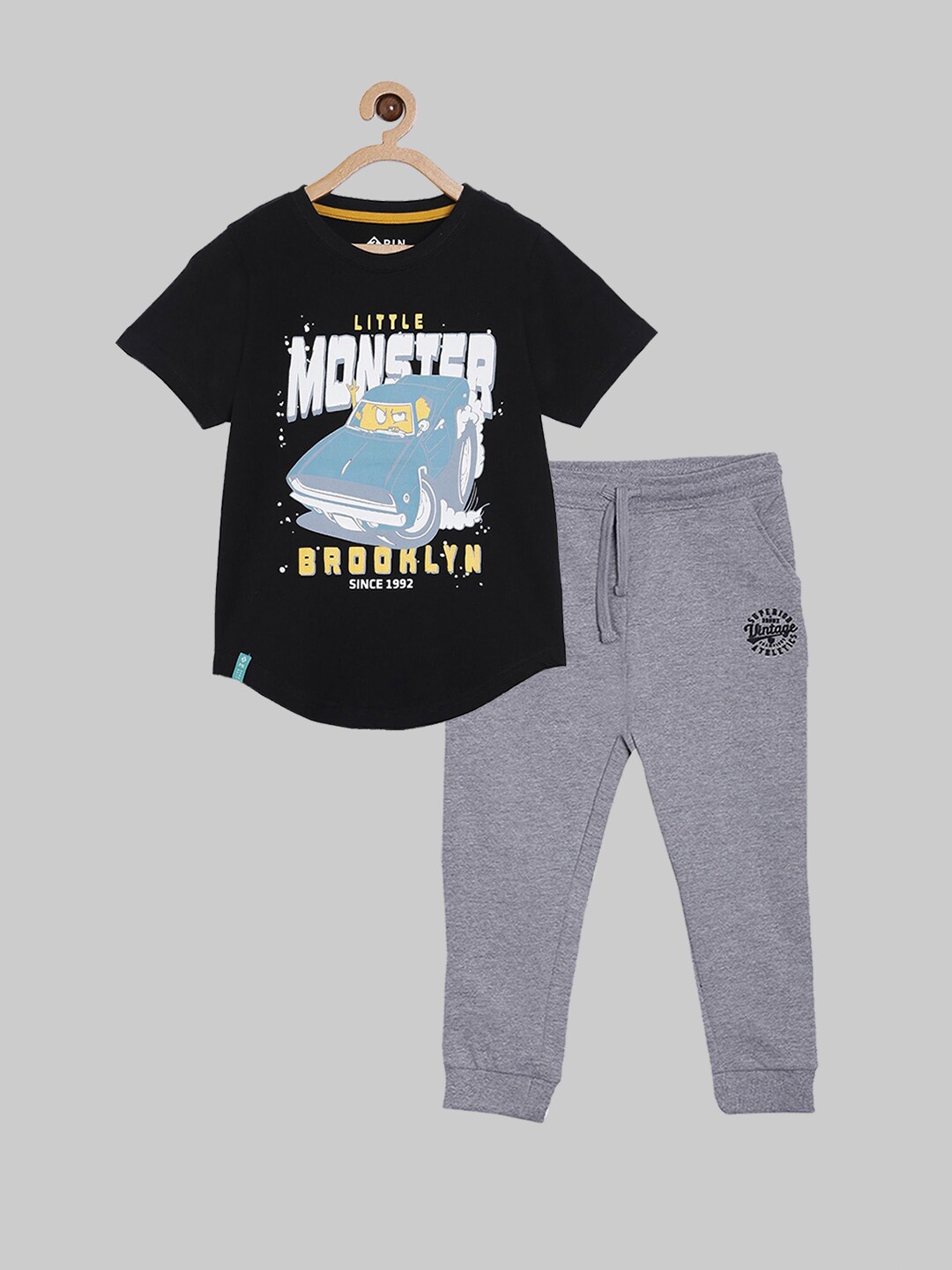 

3PIN Boys Black & Grey Printed T-shirt with Trousers