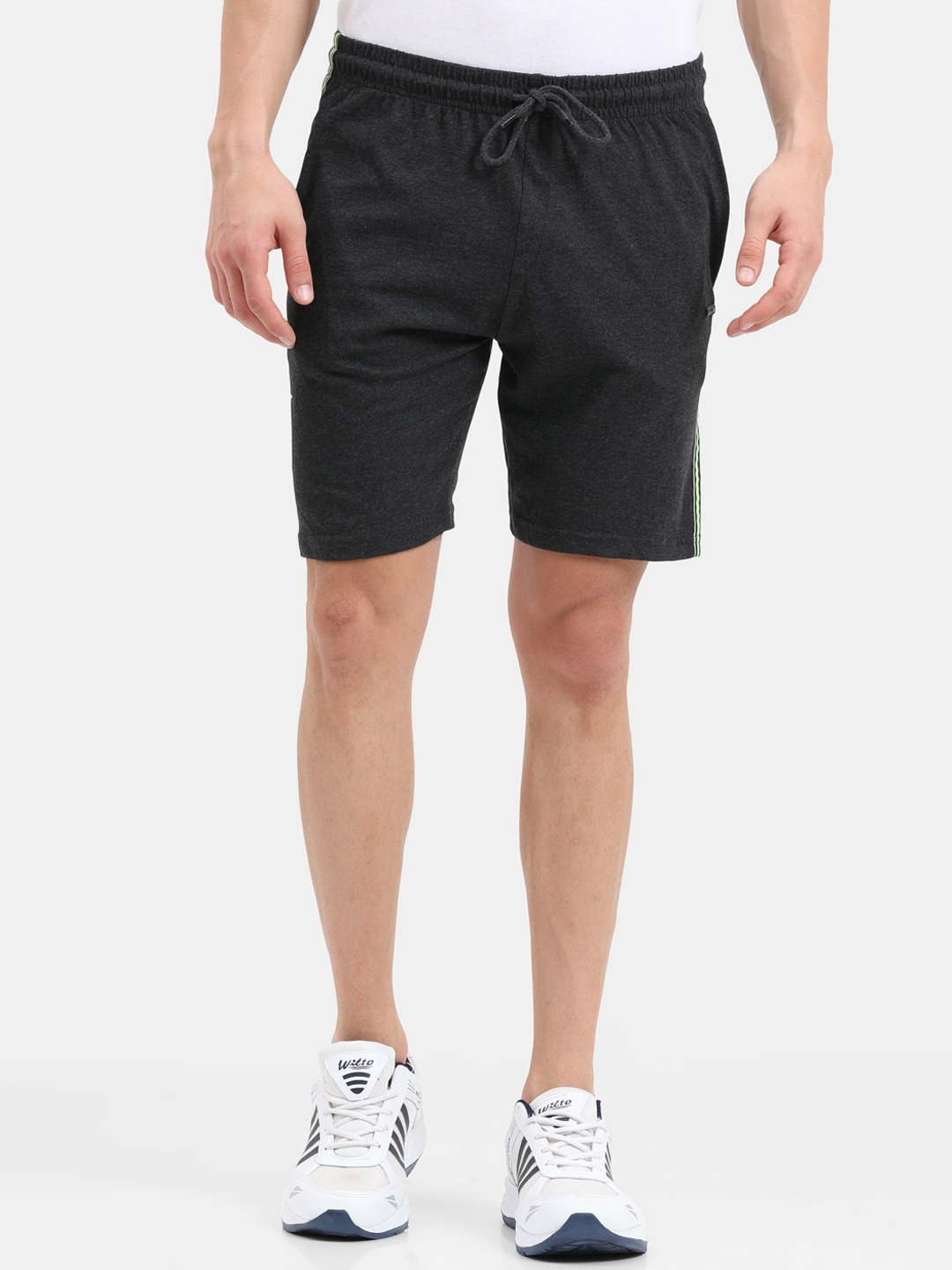 

ARDEUR Men Charcoal Grey Training or Gym Sports Cotton Shorts