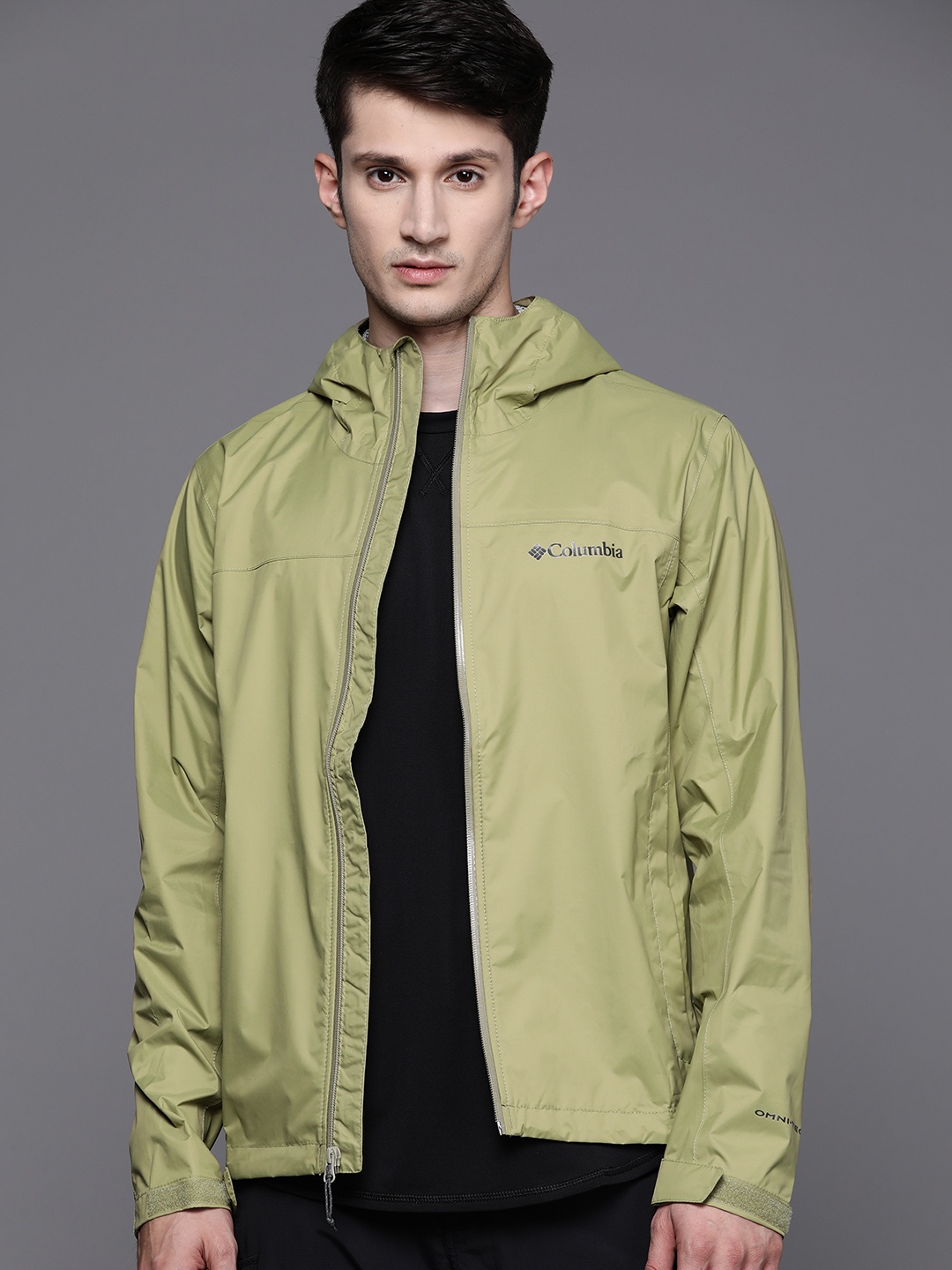 

Columbia Men Solid Waterproof Rain Jacket, Green