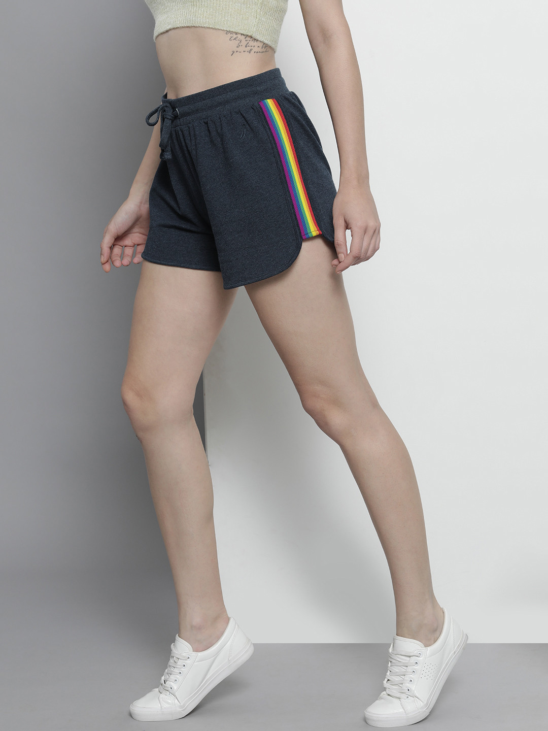 

Nautica Women Navy Blue Regular Shorts with Side Stripes