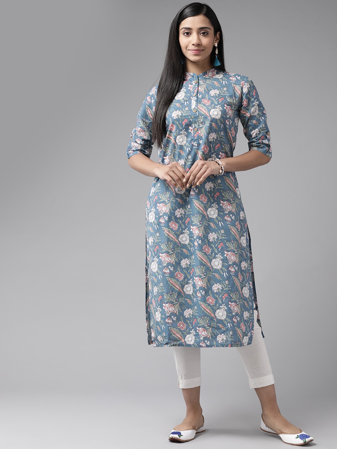 

Cayman Women Blue Ethnic Motifs Printed Kurta