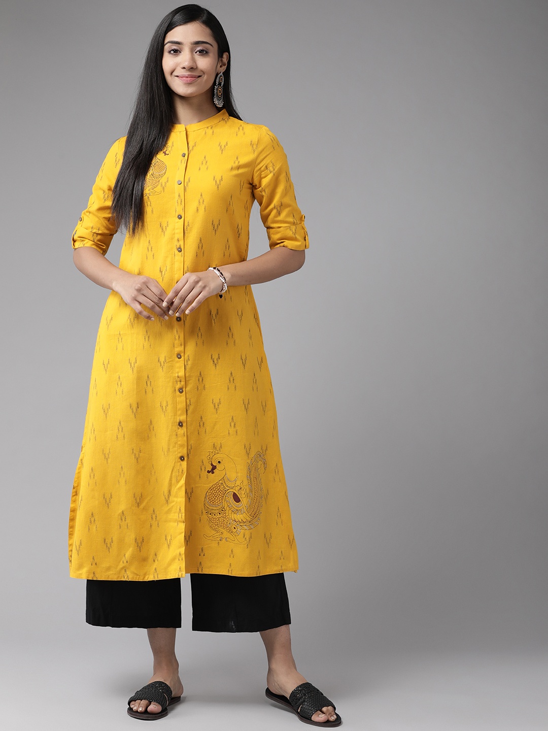 

Cayman Women Mustard Yellow Ethnic Motifs Printed Kurta