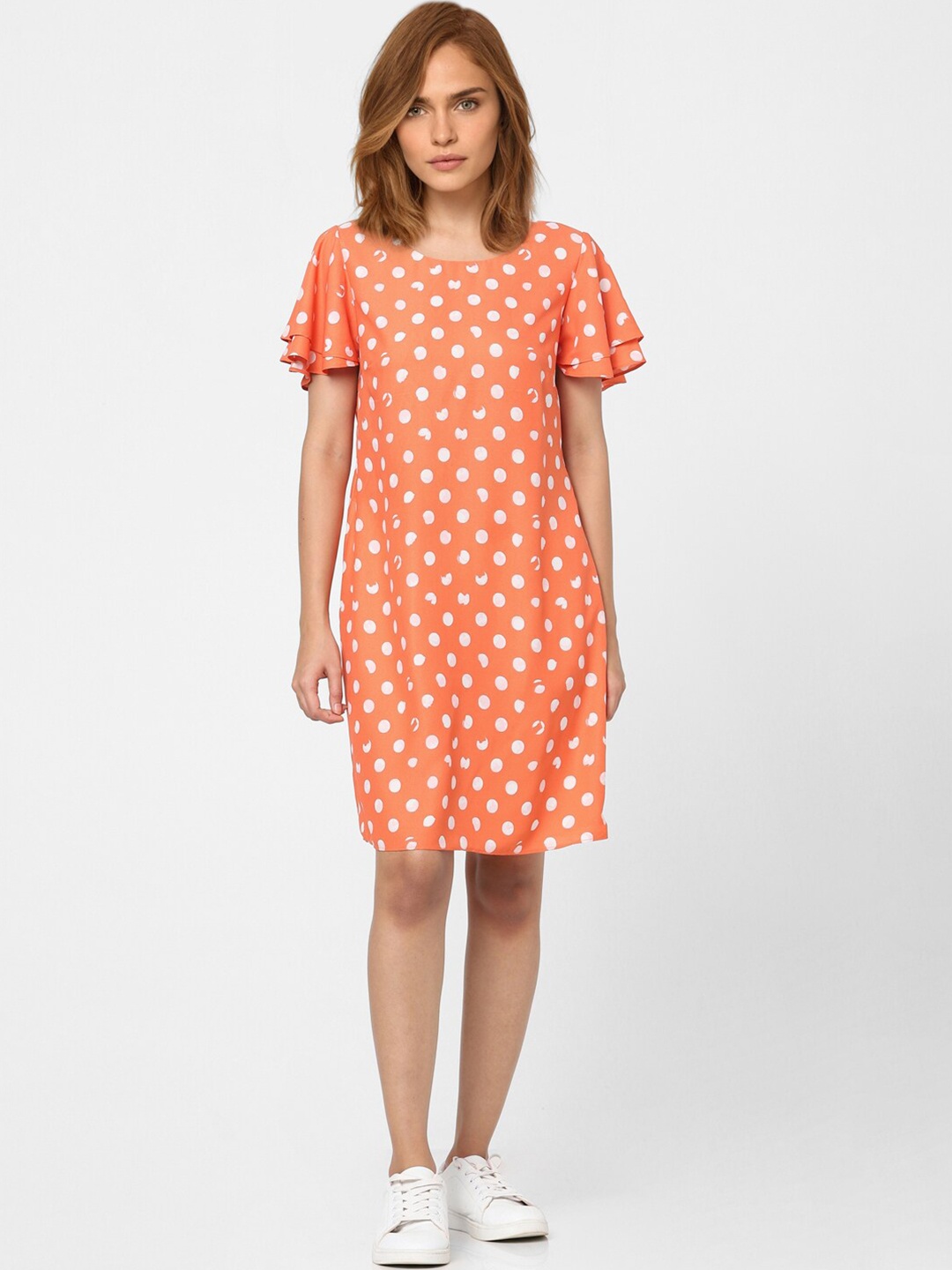 

Vero Moda Orange & White A-Line Dress