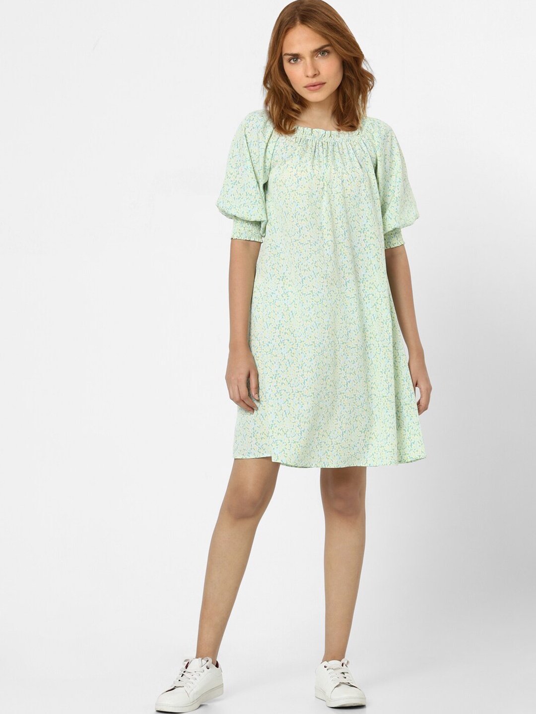 

Vero Moda Green Floral A-Line Dress