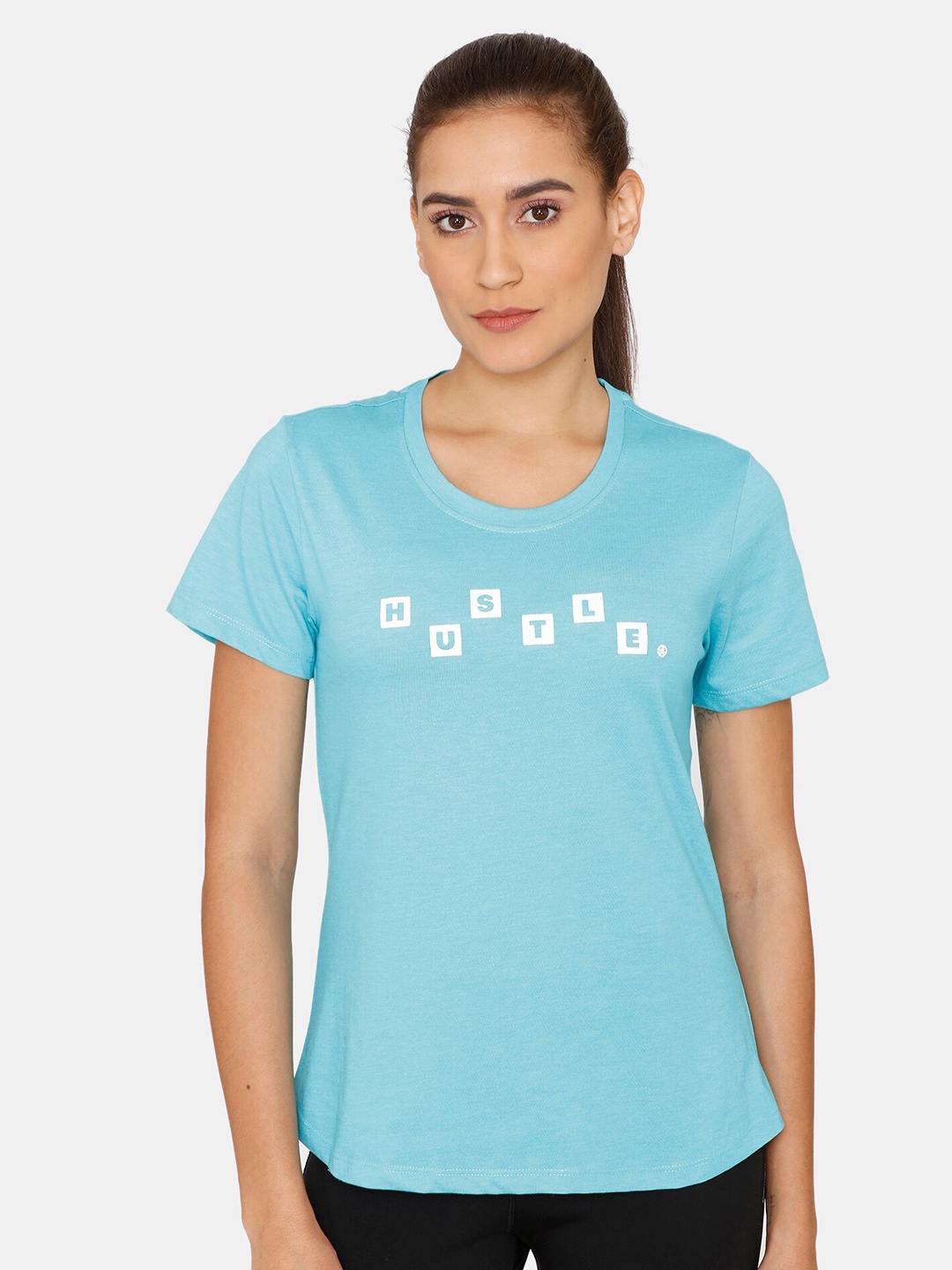 

Rosaline by Zivame Women Blue & White Typography Printed T-shirt