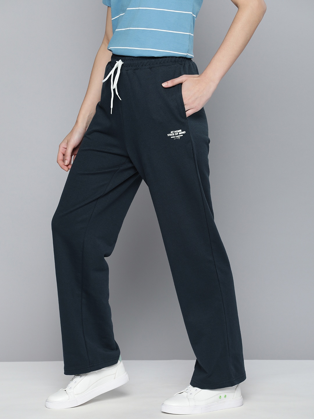 

M&H Easy Women Blue & White Printed Track Pants