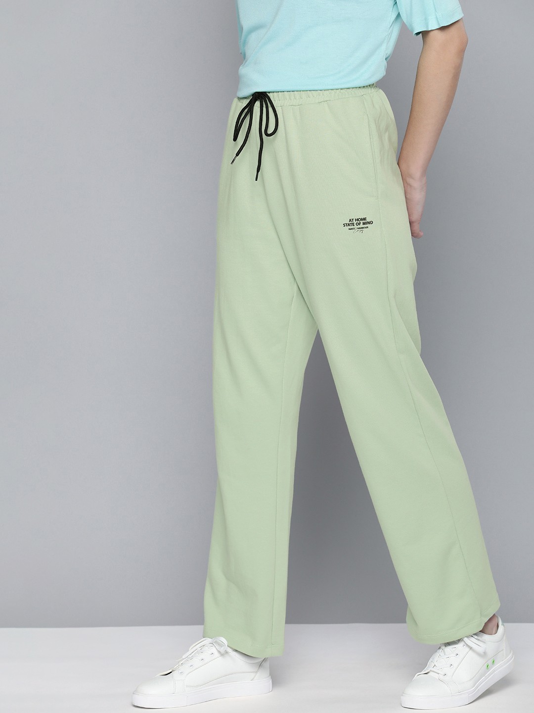 

M&H Easy Women Light Green & Black Printed Track Pants