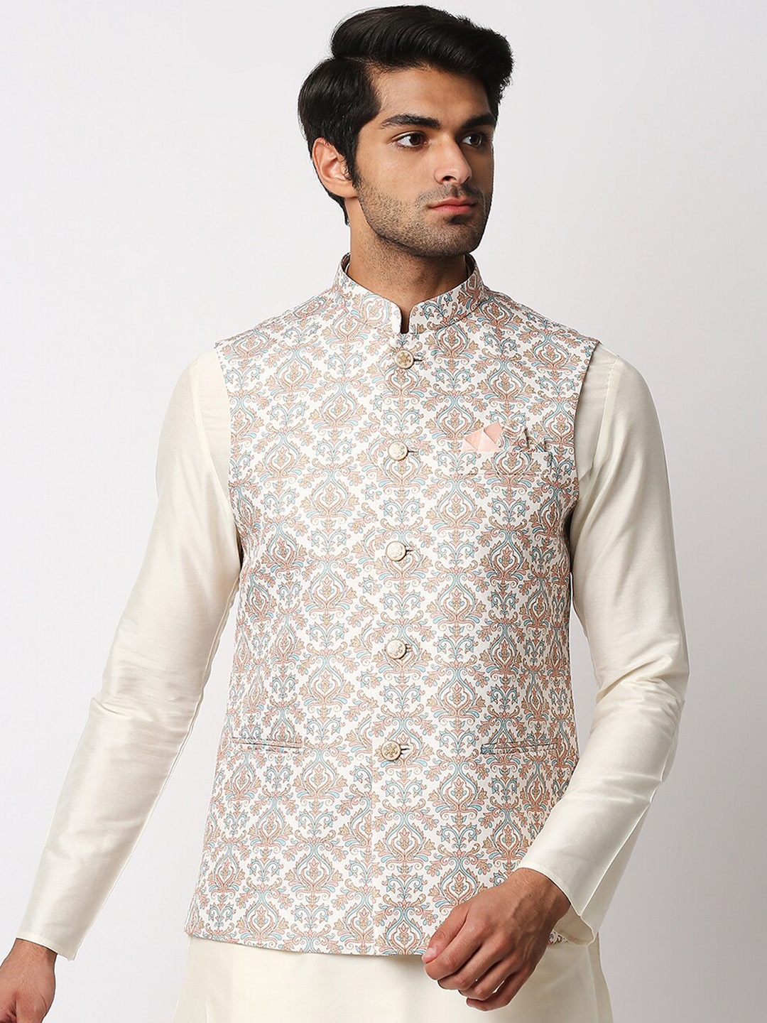 

Mewar Men Multi-coloured Printed Nehru Jacket