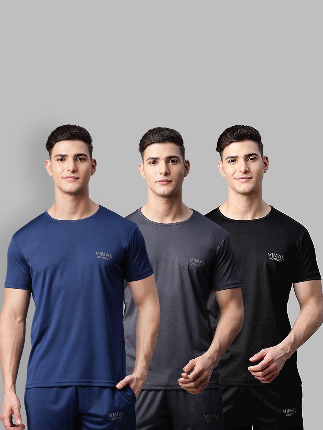 

MACK JONNEY JONNEY Men Pack Of 3 Solid T-shirts, Black