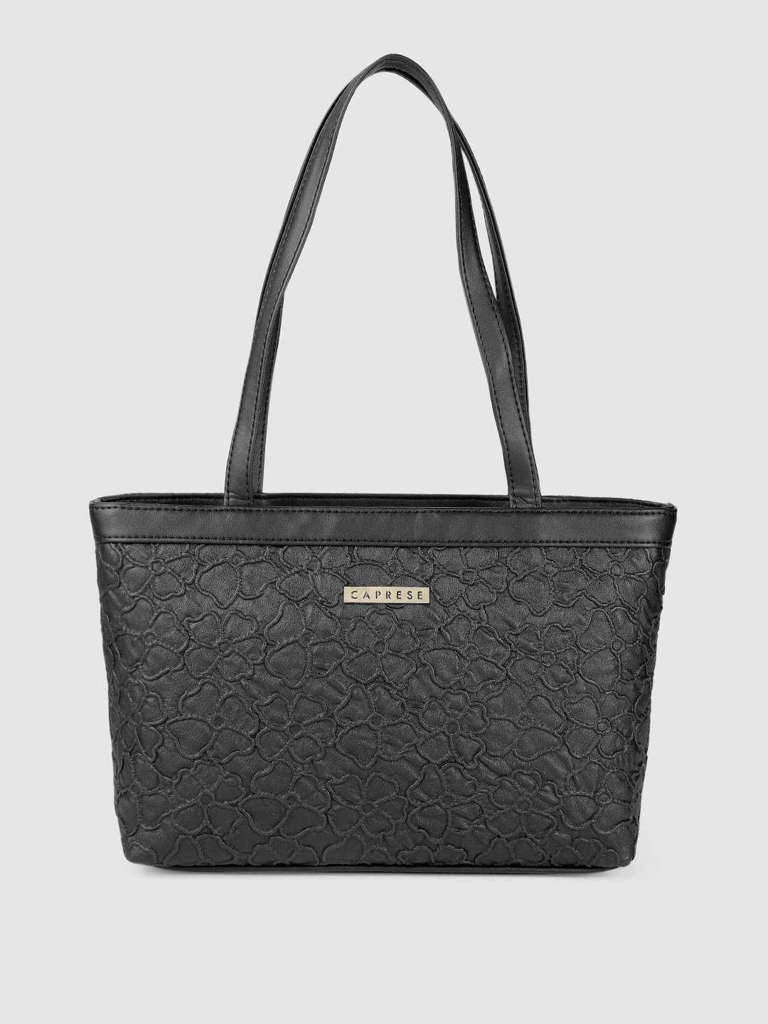 

Caprese Black Floral Design Leather Shoulder Bag