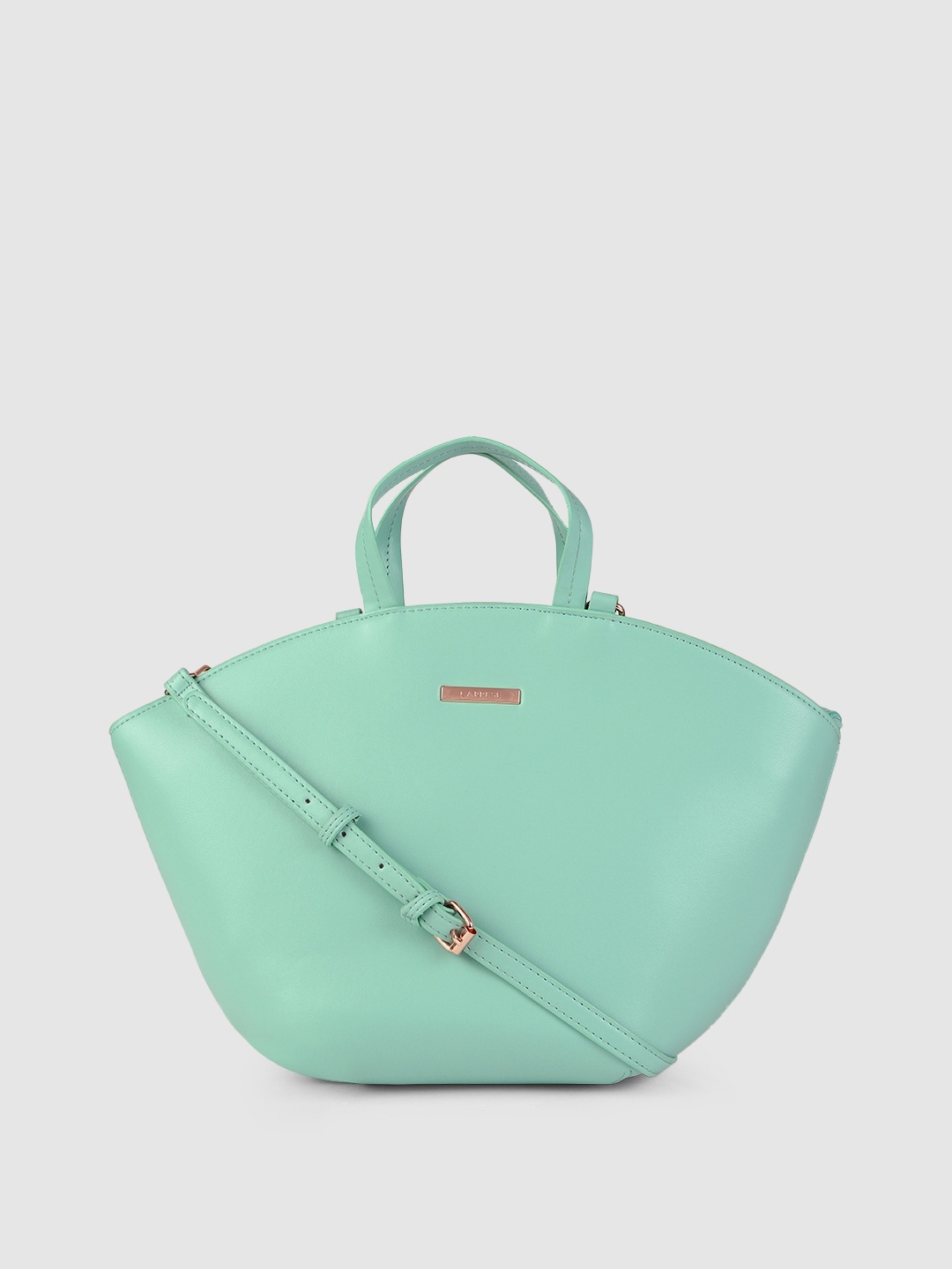 

Caprese Sea Green Solid Leather Structured Handheld Bag