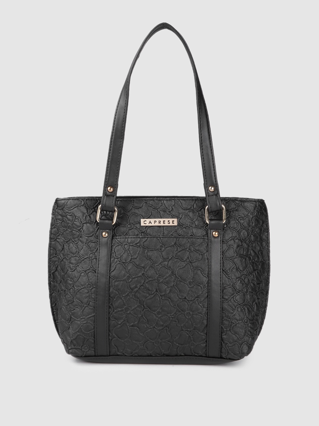 

Caprese Black Floral Design Leather Shoulder Bag