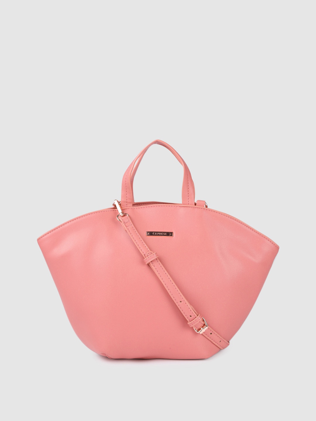 

Caprese Coral Pink Leather Handheld Bag