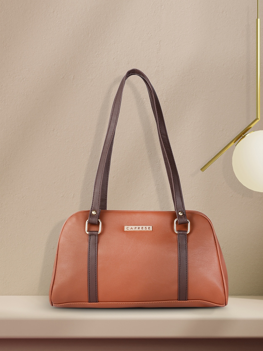 

Caprese Brown Leather Structured Shoulder Bag