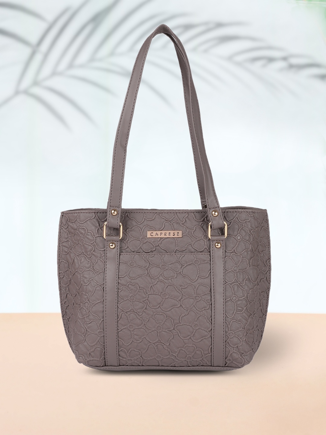 

Caprese Grey Floral Leather Structured Shoulder Bag